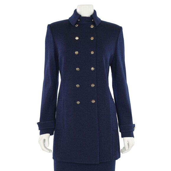 St. John Collection 2Pc Long Navy Double-Breasted Jacket & Skirt Suit sz 6/4 - Picture 3 of 13